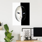 Masker (zwart-wit) poster (Thuiskantoor)