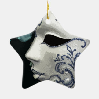 MASKERADE 2 (blauw) Keramisch Ornament