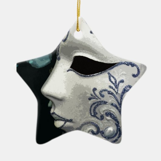 MASKERADE 2 (blauw) Keramisch Ornament (Voorkant)