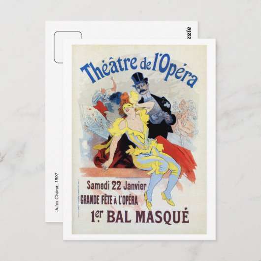 maskerade bal in het Opera Chéret Briefkaart (Voorkant / Achterkant)