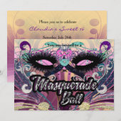Maskerade Ball Kleurrijke Wimpers Masker Uitnodigi Kaart (Voorkant / Achterkant)