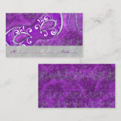 Maskerade Ball Mask Paarse Wedding Place Cards Plaatskaartje (Voorkant / Achterkant)