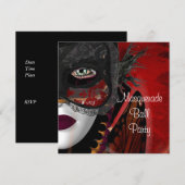 Maskerade Ball Party Mask Zwart Rood Meisje Kaart (Voorkant / Achterkant)