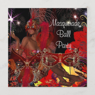 Maskerade Ball Party Mask Zwart Rood Showgirl Kaart