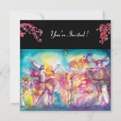 MASKERADE BALL, rode bloemen, viltpapier Kaart (Voorkant)