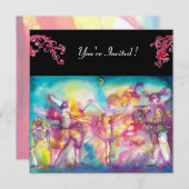 MASKERADE BALL, rode bloemen, viltpapier Kaart (Voorkant / Achterkant)