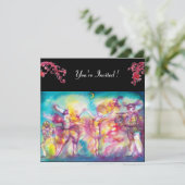 MASKERADE BALL, rode bloemen, viltpapier Kaart (Staand voorkant)