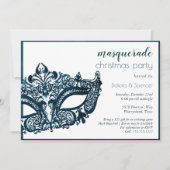 Maskerade Blauwgroen Masker | Mardi Gras thema Ker Kaart (Voorkant)