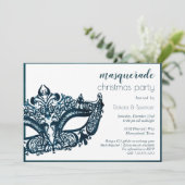 Maskerade Blauwgroen Masker | Mardi Gras thema Ker Kaart (Staand voorkant)