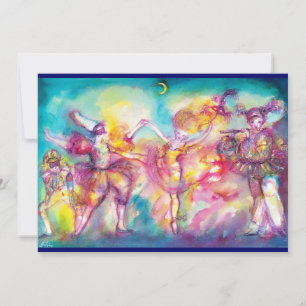 MASKERADE FEest,Mardi Gras-maskers,Dans,Muziek Kaart