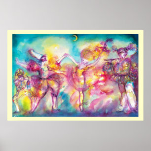 MASKERADE FEest, Mardi Gras-maskers, Dans, Muziek Poster