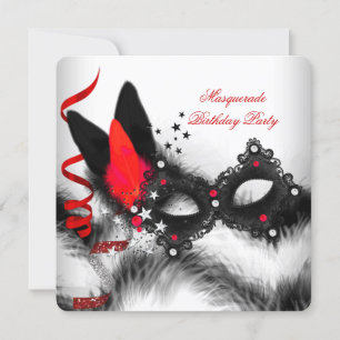 Maskerade Feest Rood Wit Zwart Masker Kaart