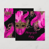 Maskerade Feest Roze Maskers Kaart (Voorkant / Achterkant)