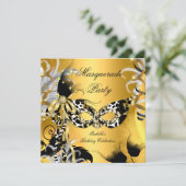 Maskerade Feest Verjaardag Wilde Masker Zwart Goud Kaart (Staand voorkant)