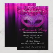 Maskerade Feest Viering Roze & Paarse Uitnodiging (Voorkant / Achterkant)