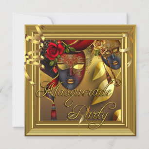 Maskerade Feestmaskers Goud Zwart Verjaardag Kaart