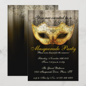 Maskerade Feestviering Fantasie Gouden Uitnodiging (Voorkant / Achterkant)