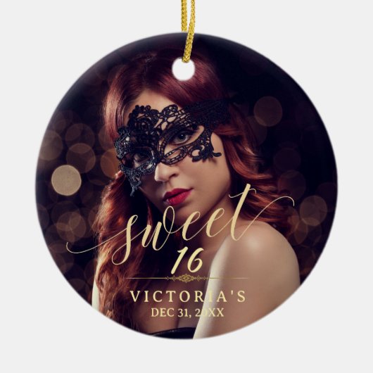 Maskerade Foto Sweet 16 Keramisch Ornament (Voorkant)