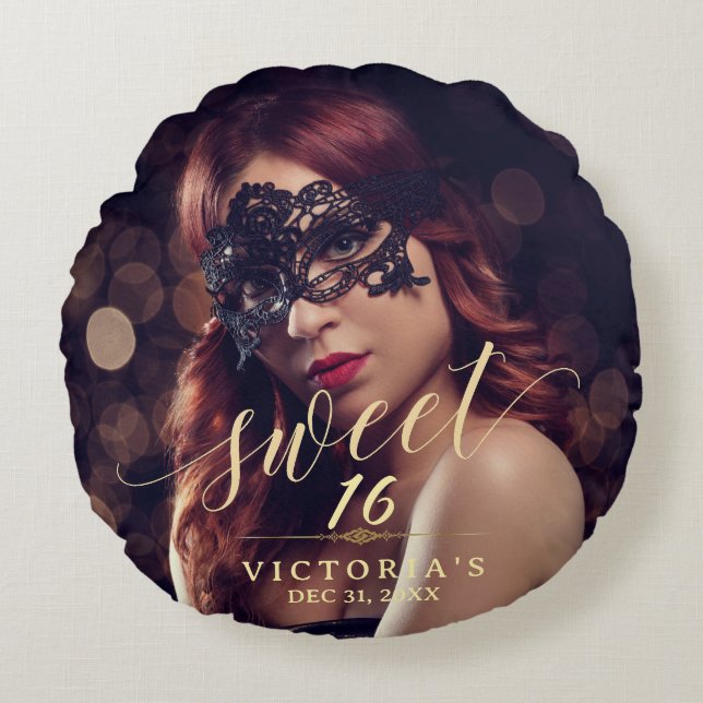 Maskerade Foto Sweet 16 Rond Kussen (Voorkant)