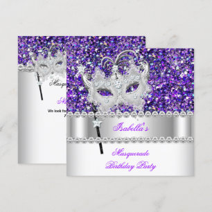 Maskerade Glitter Paars Diamanten Masker Verjaarda Kaart