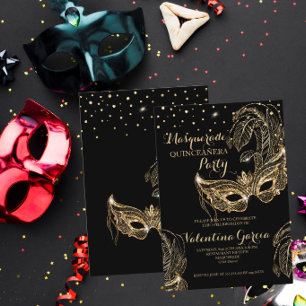 Maskerade glitter quinceanera masker uitnodiging