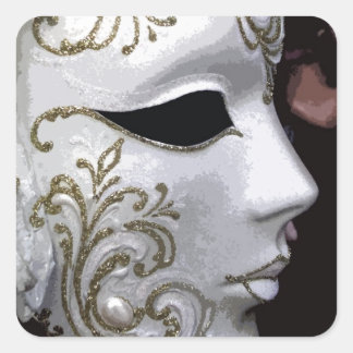 MASKERADE (GOLD) VIERKANTE STICKER