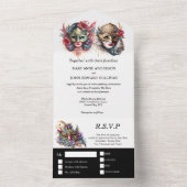 Maskerade-huwelijk | bruid bruidegom Venetiaanse m All In One Uitnodiging (Binnen)