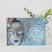 Maskerade IJ Bal Winter Sneeuwvlok Uitnodigingen (Staand voorkant)