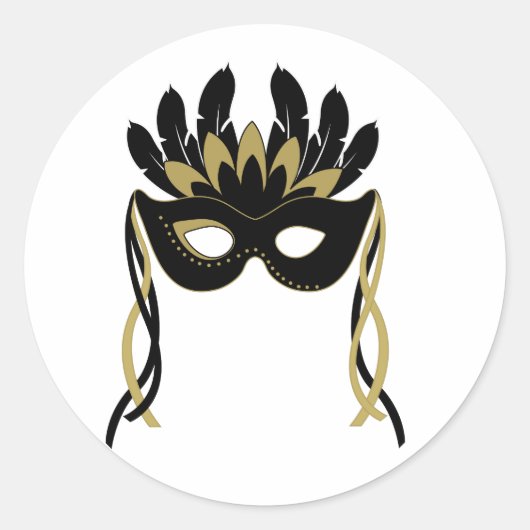 Maskerade Mask in zwarte en gouden Stickers (Voorkant)