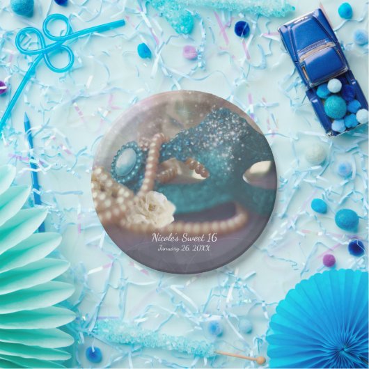 Maskerade Mask & Pearls Rainbow Party Borden Papieren Bordje (Feest)