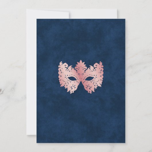 Maskerade Mask Pink Elegant Quinceanera Kaart (Achterkant)