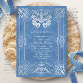 Maskerade Masker Blauw Elegant Quinceanera Kaart