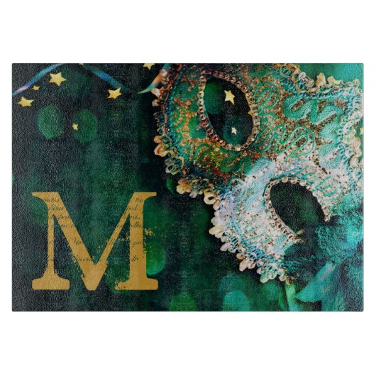 Maskerade Masker Costu Monogram Glas Snijplank (Voorkant)