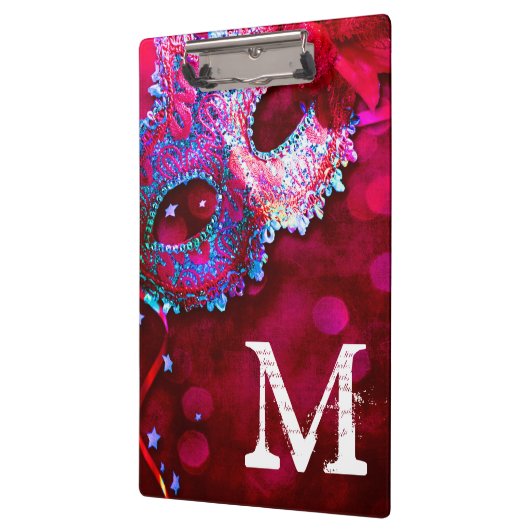 Maskerade Masker Costum Monogram Initiaal Clip Boa Klembord (Links)