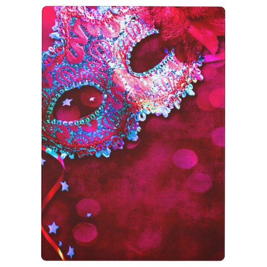 Maskerade Masker Costum Monogram Initiaal Clip Boa Klembord (Achterkant)