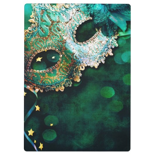 Maskerade Masker Costum Monogram Initiaal Clip Boa Klembord (Achterkant)