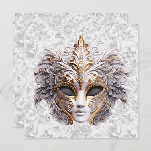 Maskerade Masker Gekleurd in Grijs (Voorkant / Achterkant)