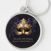 Maskerade Masker Goud Paars Dramatisch Geschenk Fa Sleutelhanger (Voorkant)