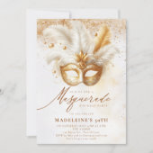 Maskerade Masker Goud Wit Dramatische 50ste Verjaa Kaart (Voorkant)