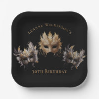 Maskerade Masker Gouden Veer Verjaardag Zwart Papi