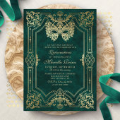 Maskerade Masker Groen Elegant Quinceanera Kaart