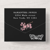 Maskerade Masker Kersenbloesem Roze Quinceanera All In One Uitnodiging (Achterkant)