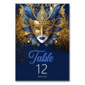 Maskerade Masker Motief Blauw Goud ID1031 Kaart (Achterkant)