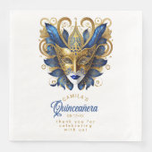 Maskerade Masker Motief Blauw Goud Wit ID1031 Servet (Voorkant)