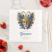 Maskerade Masker Motief Blauw Goud Wit ID1031 Servet (Insitu)