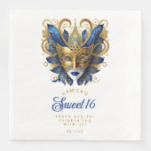 Maskerade Masker Motief Blauw Goud Wit ID1032 Servet (Voorkant)