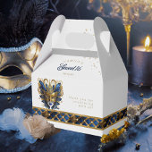 Maskerade Masker Motief Harlekijn Blauw Goud ID103 Bedankdoosjes