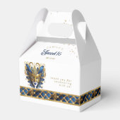 Maskerade Masker Motief Harlekijn Blauw Goud ID103 Bedankdoosjes (Voorkant Zijde)