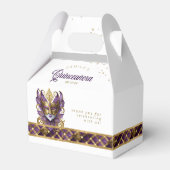 Maskerade Masker Motief Harlekijn Paarse Goud ID10 Bedankdoosjes (Voorkant Zijde)