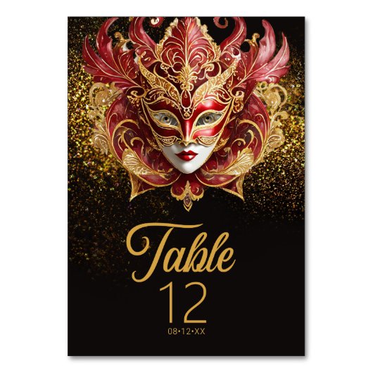 Maskerade Masker Motief Rood Goud ID1031 Kaart (Voorkant)